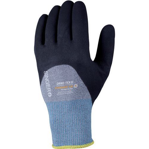 GANTS DE MANUTENTION NITRILE PICOTS ENDUCTION 3/4 MAIN TAILLE 6 - SINGER SAFETY