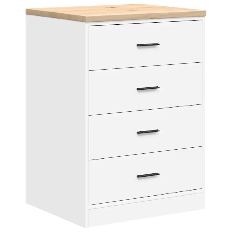 Helloshop26 - Armoire de rangement garage 60 x 51 x 85 cm surface de travail polyvalente durable design en bois blanc 02_0051393 - blanc Bois massif 3_0