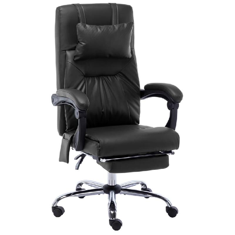 Helloshop26 - Chaise fauteuil siège de bureau informatique étude de massage similicuir noir 02_0024018 - noir métal 3000214640075_0