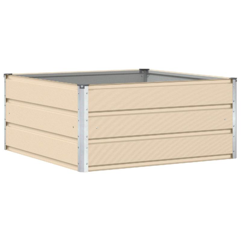 Helloshop26 - Jardinière moderne 100 x 100 x 45 cm style épuré usage extérieur en acier ivoire 02_0059135 - acier 3000240968761_0