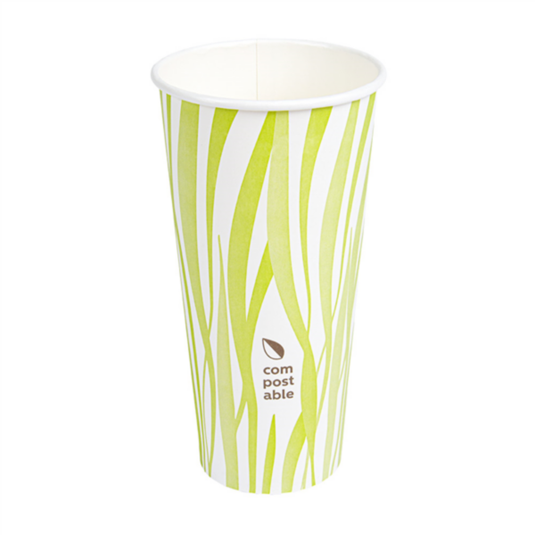INNOVANT et ECOLOGIQUE : Gobelets compostables carton blanc décor herbe 1 paroi pour boissons froides et chaudes - GBLCTBC-GP07/HBHC_0