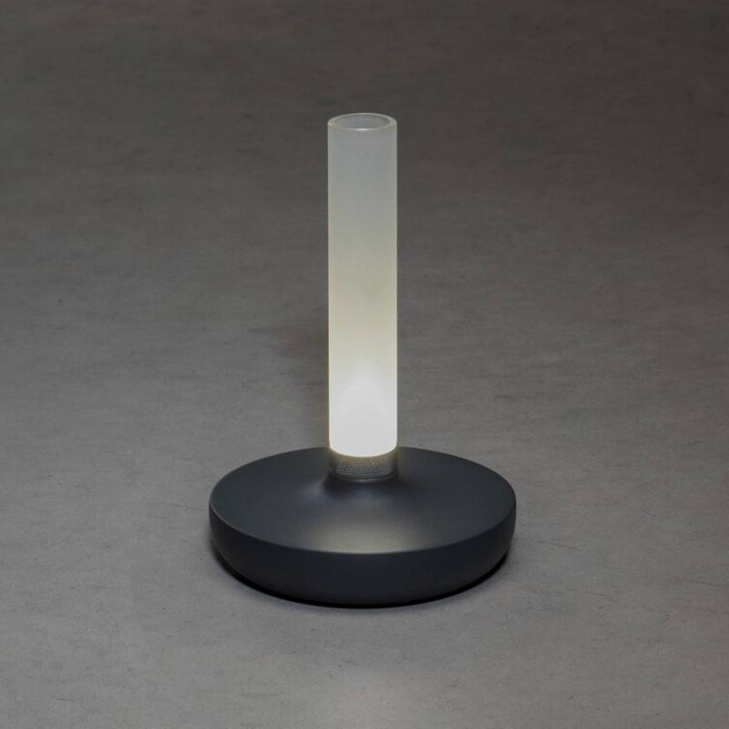 KONSTSMIDE LAMPE TABLE LED BIARRITZ IP54 BATTERIE CCT GRISE