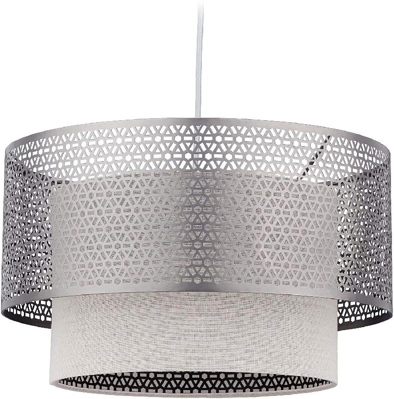 Lampe à suspension plafonnier de salon 40,5 cm diamètre argent 13_0001358
