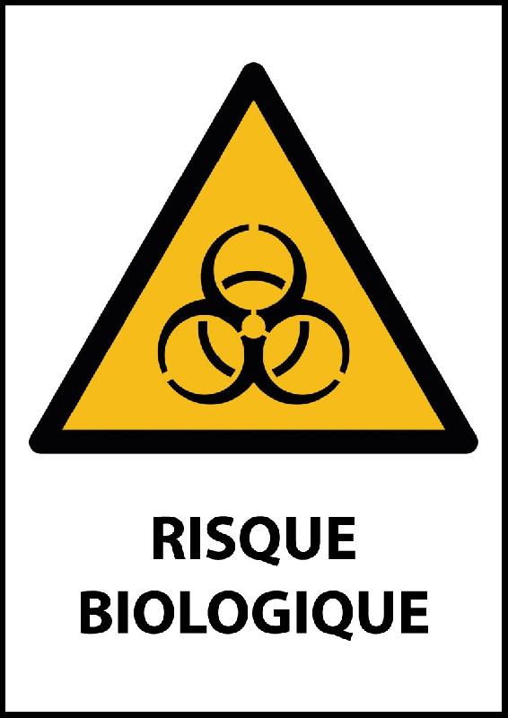 PANNEAU ISO EN 7010 - RISQUE BIOLOGIQUE - W009  - 210 X 297 MM (A4) - PVC DOS ADHÉSIF