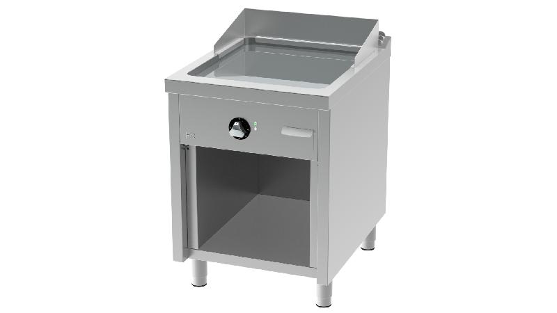 Plancha électrique fry-top professionnelle sur placard ouvert - 600x750x945mm - plaque chromée - FTE7506ECR - 6600W_0