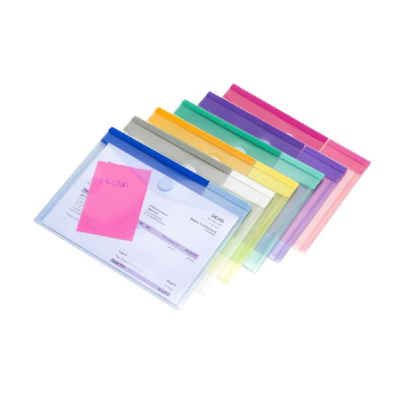POCHETTES-ENVELOPPES TARIFOLD COLOR COLLECTION A5 POLYPROPYLENE ASSORTIES  - LOT DE 6