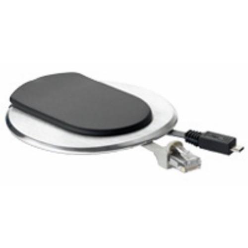 POINT DE CONNEXION POUR BUREAU : COURANT + CHARGEUR USB + RJ45 ACIER BROSSÉ PLANET WATTOHM
