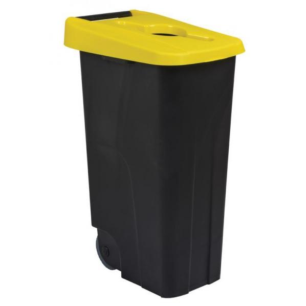 Poubelle de tri mobile 110 litres - Tri plastique - Roulettes intégrées - 5 coloris - Rolléco_0