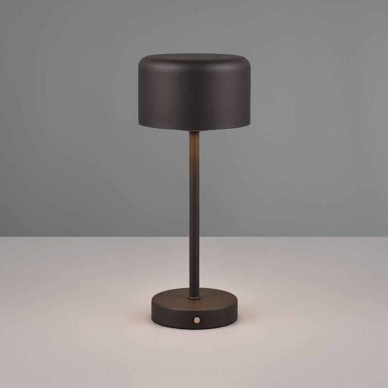 REALITY LEUCHTEN LAMPE DE TABLE LED RECHARGEABLE JEFF, NOIR MAT, HAUTEUR 30 CM, MÉTAL