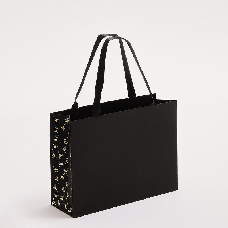 Sac luxe noir mat dorure à chaud Astera poignées ruban 24x8x18cm - par 12_0