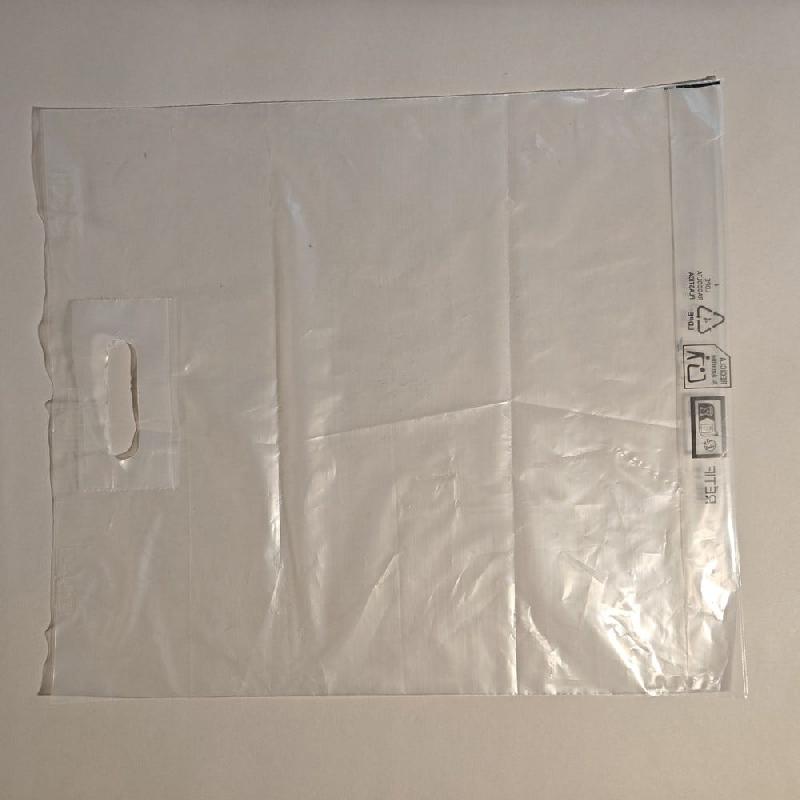 Sac plastique blanc givré à poignées découpées 45x4x50cm - par 100_0