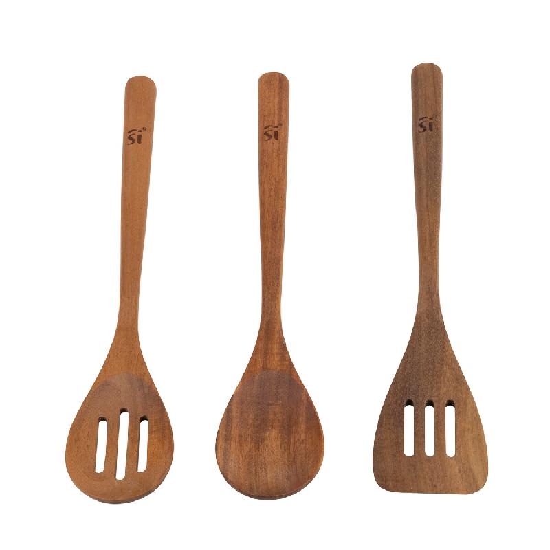 San Ignacio Agros - Ensemble 3Pc Ustensiles de Cuisine Bois d'Acacia - marron Q4417_0