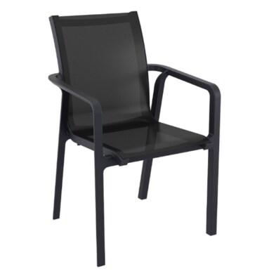 Siesta Fauteuil de terrasse restaurant Pacific noir empilable – polypropylène renforcé et toile tendue – intérieur / extérieur - multi-matéri_0