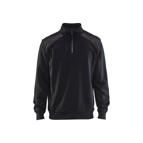 SWEAT CAMIONNEUR AVEC DÉTAILS AUX ÉPAULES - NOIR ET GRIS FONCÉ - S BLAKLADER