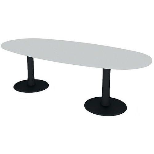 TABLE DE RÉUNION PLATEAU OVALE L.240 BLANC 2 PIEDS - QUADRIFOGLIO