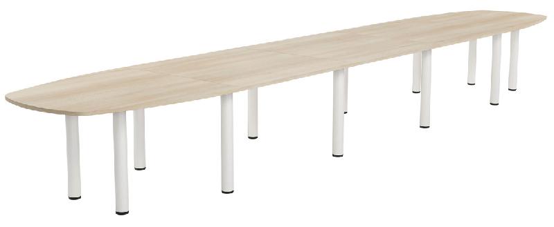 TABLE RÉUNION ELGA PIED TUBE 600 X 113 CM PLATEAU STRATIFIÉ ACACIA/BLANC - MANUTAN COLLECTIVITÉS