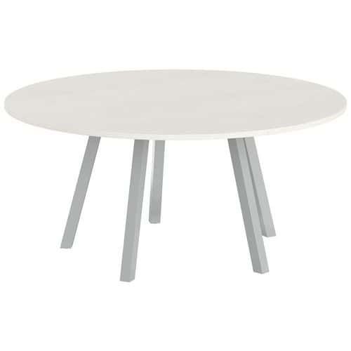 TABLE RÉUNION EVAN Ø 160 CM PIED ALU PLATEAU PIN - MBA