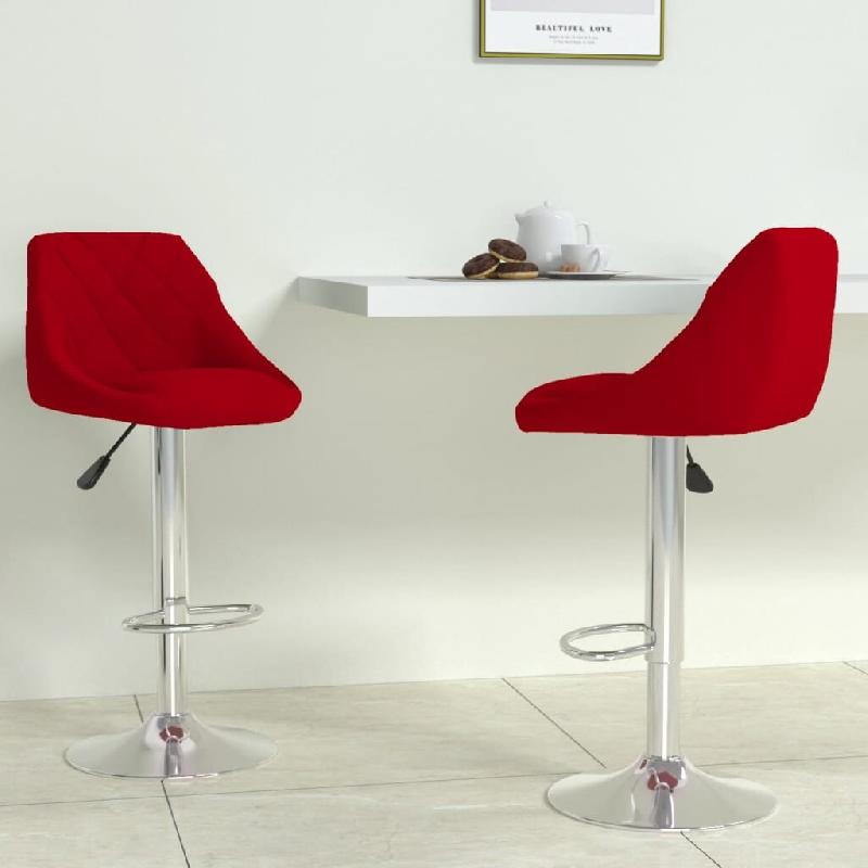Tabourets de bar lot de 2 rouge bordeaux velours Modèle Flex Confort Plus - 335311_0