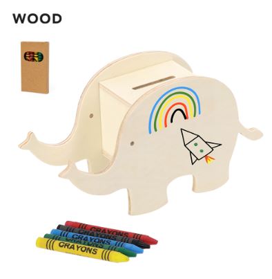 Tirelire Pépigur en bois naturel - Design d'animaux personnalisable avec crayons inclus - Yilmax 21447_0