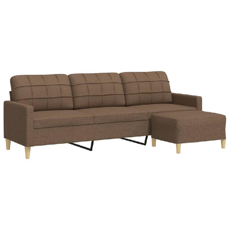 VidaXL Canapé à 3 places avec repose-pieds Marron 210 cm Tissu Modèle Léandre - 3278252_0