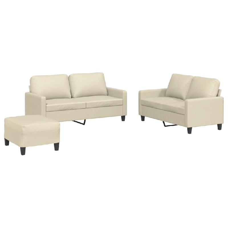 VidaXL Ensemble de canapés 3 pcs avec coussins Crème Similicuir Modèle Mirage Design - 3201414_0