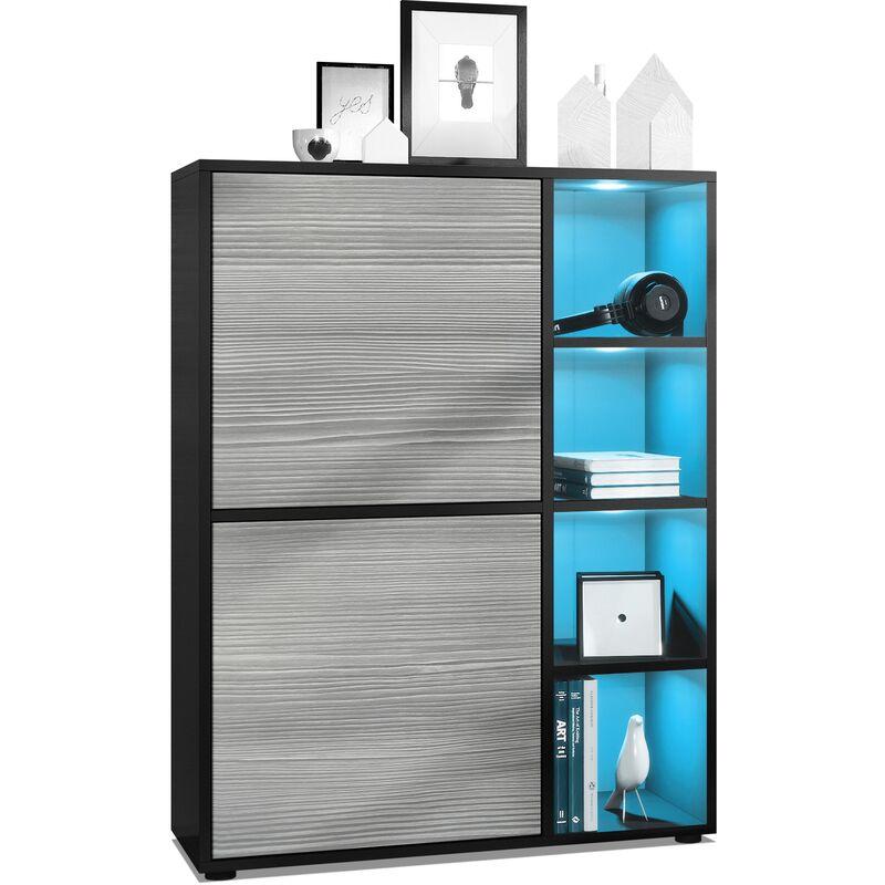 VLADON BUFFET HAUT ARMOIRE COMMODE CUBA NOIR MAT HAUTE
