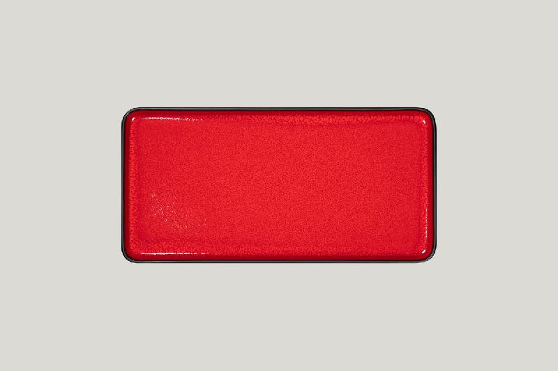 ASSIETTE PLATE RECTANGULAIRE ROUGE PORCELAINE 32X16 CM FRACTAL RAK