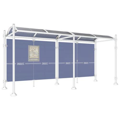 ABRI BUS PROVINCE 5 M SANS BARDAGES LATÉRAUX INOX BLANC 9010 - PROCITY