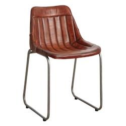 AUBRY GASPARD Chaise en cuir de buffle et métal - marron MCH1420C_0