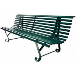 Banc Square - Assise en tubes méplats - Piètement en fer plat cintré - Vert RAL 6005 - 195x74 cm_0