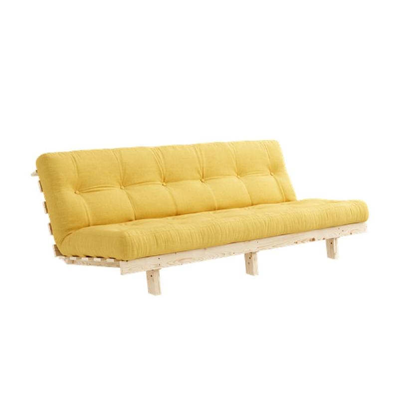 Banquette convertible futon LEAN KARUP - coloris jaune - couchage 130 x 190 cm - structure en pin massif_0