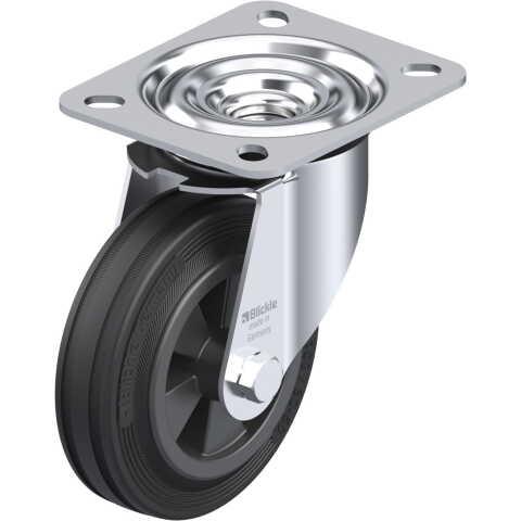BLICKLE - ROULETTE PIVOTANTE Ø 100MM BANDAGE CAOUTCHOUC SBR 70KG - LE-VPP 100G