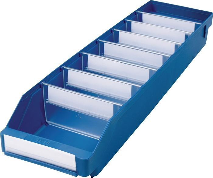 Boîte de rangement pour étagère L600 x l180 x H95 mm - bleue en polypropylène (PP) - écologique et compatible alimentaire_0