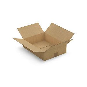 CAISSE CARTON PLATE BRUNE SIMPLE CANNELURE RAJA 40X30X10 CM