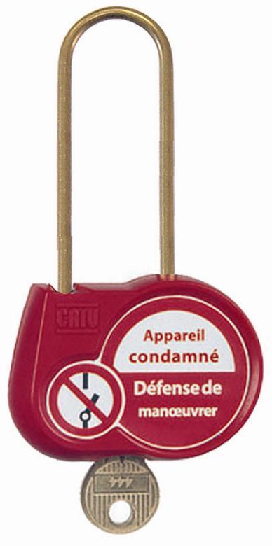 CADENAS DE CONDAMNATION, MODÈLE STANDARD AVEC TEXTE EN FRANÇAIS, ANSE 70MM, DIAM.4MM, - CATAL240S