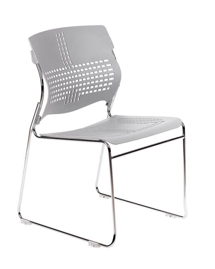 CH-1718 - Chaises empilables en plastique - dimensions : L 470 x P 530 x H 795 mm - Chromed Sled Base - design contemporain_0