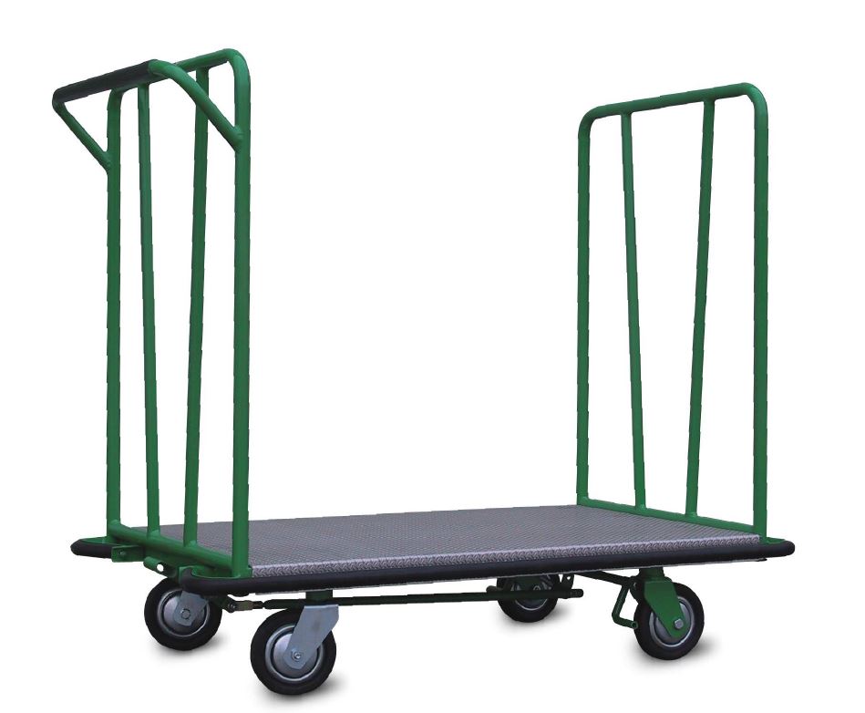 Chariot plateforme à 2 dossiers - monobloc pour ateliers, entrepôts et magasins - capacité jusqu'à 600 kg_0