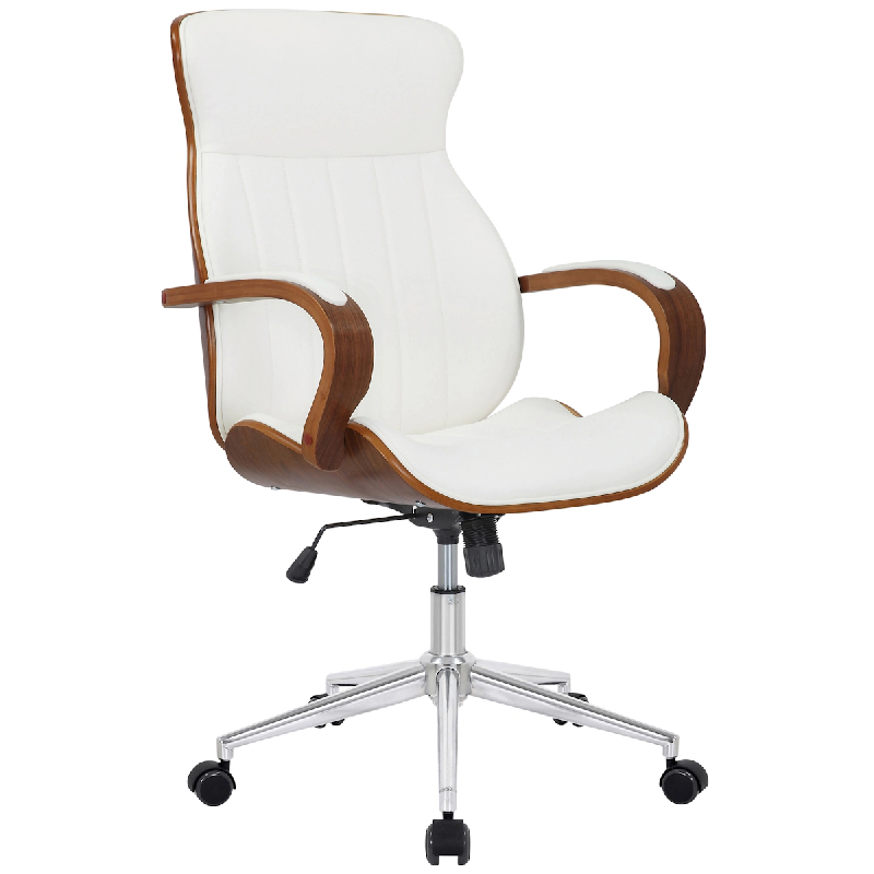 CLP Fauteuil de bureau Melilla en similicuir Noyer / Blanc - blanc polyester 314329_0