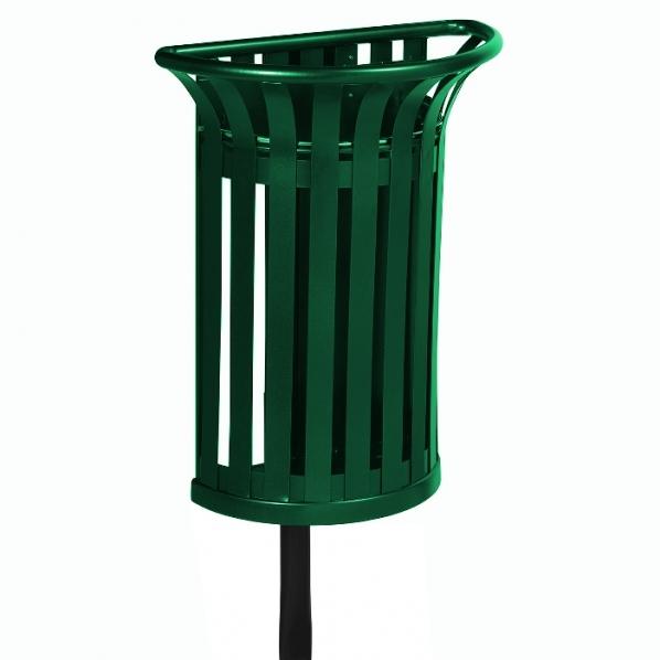 Corbeille TULIPE 35 litres - fixation poteau - couleur verte - modèle mural_0