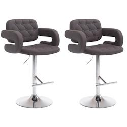 Décoshop26 - Lot de 2 tabourets de bar capitonné en tissu gris foncé accoudoirs repose-pieds design moderne TDB10490 - gris 3000448469602_0