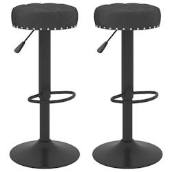 Décoshop26 - Lot de 2 tabourets de bar chaises hautes boutons décoratifs en velours noir et acier DEC029826 - noir 3000257579042_0