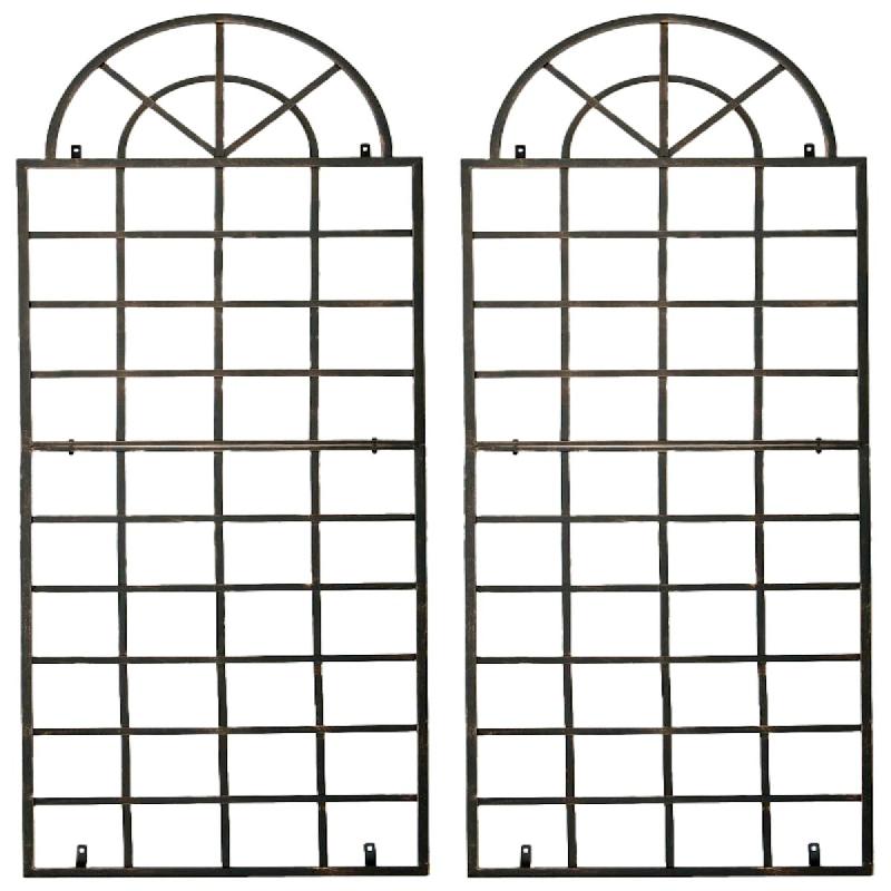 Décoshop26 - Lot de 2 treillis tuteur mural 180 x 70 cm décoration de jardin plantes grimpantes en métal bronze 10_0008912 - métal 3000266910430_0