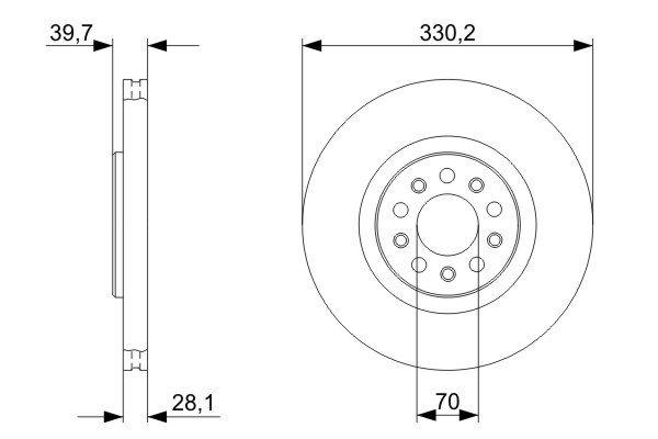 Disque de frein ventilé Bosch 0986479290 - Avant - 5 trous - Épaisseur 28mm_0