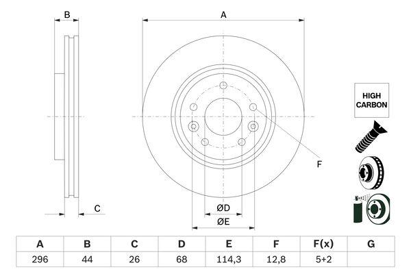 Disque de frein Bosch 0986479F71 - ventilé - boîte de 2 disques - côté avant_0