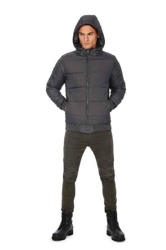 Doudoune Homme Superhood - Réf: CGJM940 - Style bomber avec capuche détachable et rembourrage duvet_0
