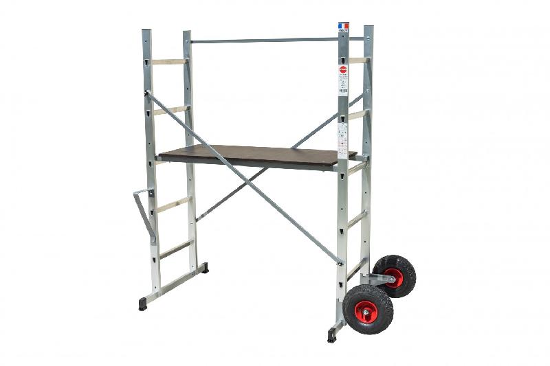 Échafaudage aluminium HAILO - roues tout-terrain, hauteur de travail 3 m pour jardin_0