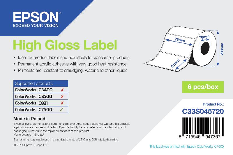 Epson High Gloss Label - Die-cut Roll: 76mm x 51mm, 2310 labels_0