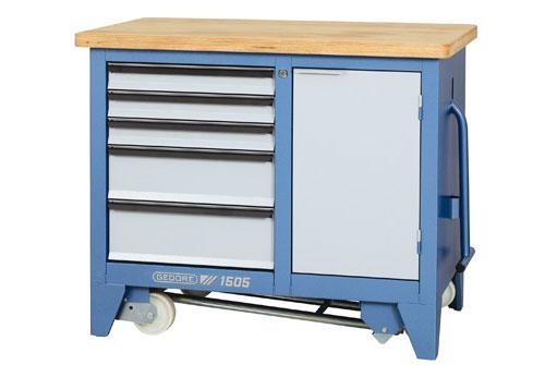 Établi mobile GEDORE Jumbo - châssis robuste, 5 tiroirs personnalisables, plateau en hêtre 40 mm_0
