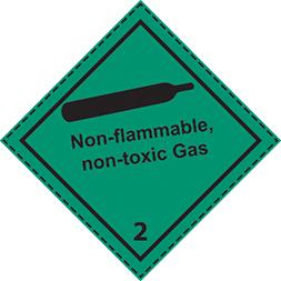 Étiquette de danger 10×10 cm en rouleau - classe 2.2 - texte NON-FLAMMABLE, NON-TOXIC GAZ - Réf 46037T_0