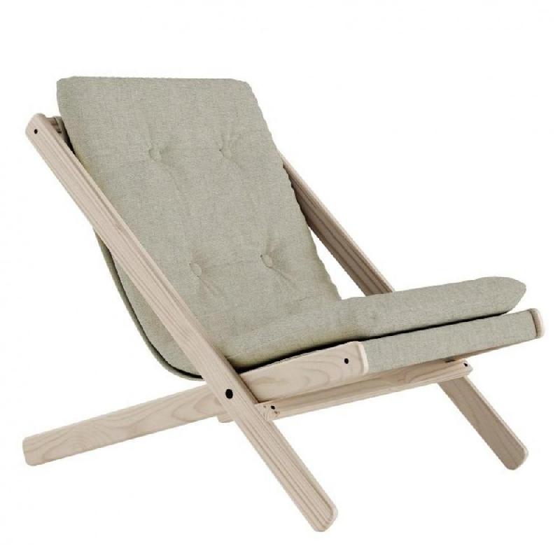 Fauteuil futon Boogie - Hêtre massif - Coloris lin - Design compact et confortable_0